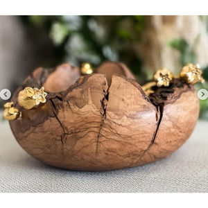 Tazón para servir ensalada de calidad superior ecológico, figuras humanas de Metal plateado de madera modernas únicas para uso en fiestas de boda en casa - Product Image 6