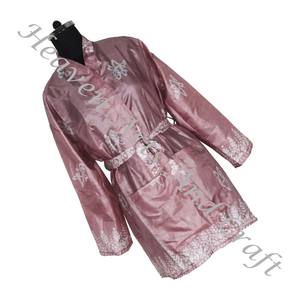 KS013, Kimono bohemio de seda Vintage, Kimono corto bohemio gitano reciclado, Sari de seda Vintage, Kimono Sari, batas cortas, ropa de dormir para mujer - Product Image 4