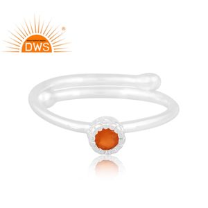 Anillo apilable de piedras preciosas cornalina natural de plata de ley fina de última tendencia, fabricante de joyería personalizada - Product Image 2