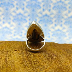 Bague de mariage bohème en argent sterling 925 artisanale en forme de goutte Bumble Bee Jasper Turquoise Diamond Boho Pearl Setting - Product Image 2