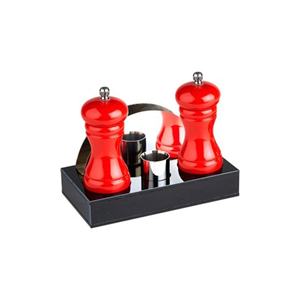 2-Piece Red Metal Manual Pepper <b>Mill</b> and Salt Shaker Set for Spicing up Your Meals - Product Image 1