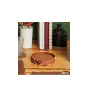 Sous-verre en cuir personnalisé, fait à la main, forme ronde, 100% cuir naturel, sous-verre personnalisé, décoration de table, utilisation pour les fêtes - Product Image 1