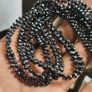 Venta caliente cuentas de gota de lágrima facetadas de Diamante Negro cuentas de piedras preciosas de diamante natural para la fabricación de joyas a precio al por mayor 3-4mm 16" - Product Image 3