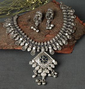 Conjunto de Collar y Pendientes de Compromiso Bohemia en Latón Plateado y Dorado, Regalo de Joyería para Mujer, Boda - Product Image 1