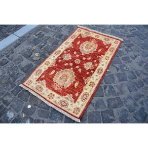Alfombra tradicional de lana rojo Beige 2,6 x 4.3ft Vintage estilo bohemio turco diseño de retazos para sala de estar decoraciones de pasillo látex - Product Image 3