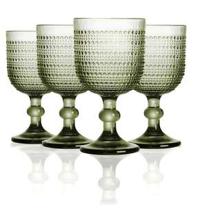 Verres à vin en verre coloré <span class=keywords><strong>de</strong></span> 12 oz en gros, verres à eau, verres à vin verts vintage pressés, verres à vin en relief - Product Image 1