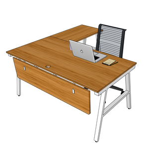 BFAB010-160x160cm Bamboo L-Shaped <b>Desk</b> with Adjustable Height <b>Foldable</b> and Feature Drawer for Home <b>Office</b> Wood Material - Product Image 2