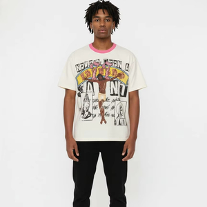 Camiseta Extra Grande de Algodón Grueso Personalizada para Hombre, Impresión DTG, Diseño Ajustado, Pedrería en una Camiseta Estampada para Hombre - Product Image 1