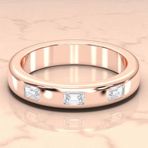 Anillo de boda de 3 piedras de diamante de corte esmeralda cultivado en laboratorio de 0,24 quilates de 2/VS hecho en plata de ley para mujer - Product Image 6