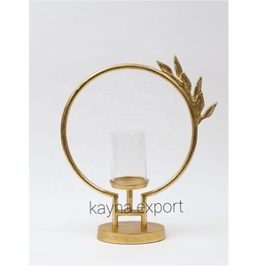 Fancy Oval Shape Hammered Gold Metal Candle Stand Handmade Wedding <b>Decoration</b> Metal <b>Jars</b> for Home <b>Decor</b> - Product Image 3