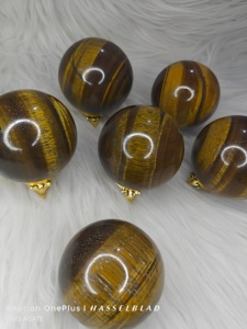 Sphère de cristal d'œil de tigre naturel polie, pierre de guérison de 50-55 mm, boule décorative en pierre précieuse pour la décoration intérieure, la méditation, cadeau - Product Image 1