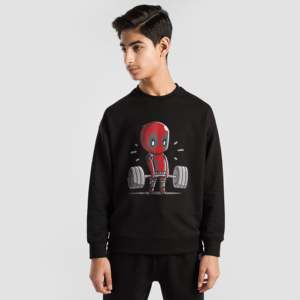 Sweat-shirt brodé 3D Deadpool, 100% coton tricoté, motif uni, taille unique et tailles XXS-6XL disponibles, noir - Product Image 2