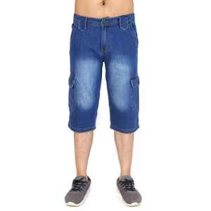 กางเกงขาสั้นผ้ายีนส์สำหรับผู้ชายกางเกงขาสั้นผ้าฝ้าย100% ปักลาย - Product Image 2