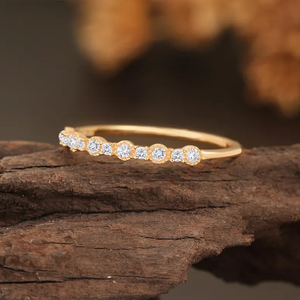 Bague Vintage en or rose 0.75 CT Asscher Cut CVD Diamond 14KT Solid Gold Half Eternity Band Ring - Product Image 6