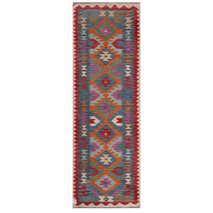 Alfombra Kilim de Maimana, Afganistán, 244 x 82 cm, Alfombra Afgana Tradicional Hecha a Mano - Product Image 1