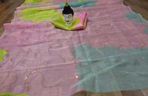 Dernier style Bollywood, beau sari en organza multicolore imprimé numérique avec séquence pour les fonctions de mariage et de fête - Product Image 5