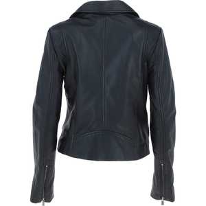 Femmes haut tendance personnalisé automne hiver vestes en cuir solide col tournant conception manches longues respirant doublure en Satin - Product Image 3