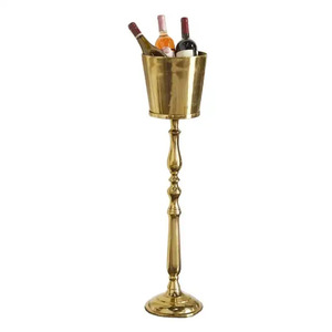 Cubo de hielo de champán de aluminio sólido, enfriador de vino con acabado de textura plateada con base de soporte de asa, Enfriador de cerveza para hoteles - Product Image 4