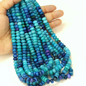 ลูกปัดโอปอลสีน้ำเงินเข้มเฉดฟ้าสวยงาม รูปทรงกลมเรียบ ขนาด 7-10 มม. ลูกปัดโอปอลสีน้ำเงินเข้ม เฉดสีฟ้า ลูกปัดพลอยเรียบ คุณภาพ AAA - Product Image 4