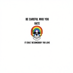 Camiseta Be Careful Who You Hate con diseño de calavera arcoíris, unisex, talla para adultos - Product Image 2