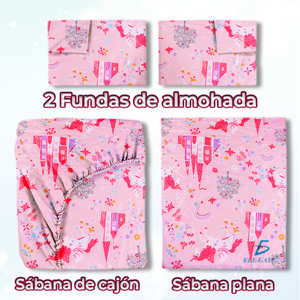 Set di lenzuola Coquette 4 pezzi, include lenzuolo con angoli, lenzuolo piatto e due federe per uso domestico, in morbido cotone, stile semplice. - Product Image 4