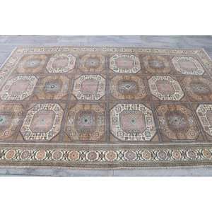 Alfombra de 6.3x9.5 pies, Alfombra Turca Vintage, Alfombra con Estampado Animal Marrón - Product Image 4