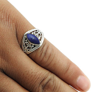 Gran oferta, anillo de piedras preciosas de lapislázuli Natural de Plata de Ley 925 para mujeres y niñas, joyería hecha a mano para regalo de aniversario de compromiso - Product Image 3