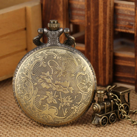 Jam Saku Tema Kereta Api Perunggu Vintage dengan Dial 47mm, Liontin Lokomotif Mini 3D, Kalung Antik, Hadiah untuk Pria dan Anak Laki-laki