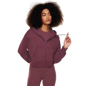 Custom Logo Printed <b>Women</b> Crop Top Hoodies Wholesale Price Cropped Zipper up Hoodies for <b>Women</b> - Product Image 1