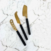 Outils de service à fromage en acier inoxydable, trancheuse à fromage avec manche en marbre gris, cuisine moderne, passe au lave-vaisselle, écologique, argenté, noir