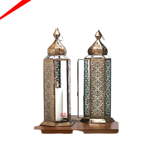 Lanternes décoratives en métal porte-bougie décoration de mariage centres de table lanterne porte-bougie - Product Image 1