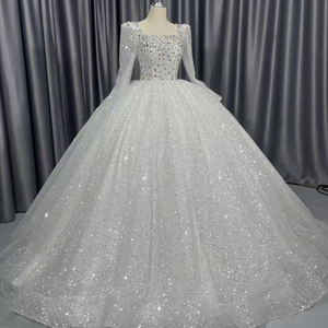 <span class=keywords><strong>Robe</strong></span> de mariée scintillante Jancember CM37, <span class=keywords><strong>robe</strong></span> de mariée perlée, col carré, <span class=keywords><strong>robe</strong></span> de bal, Vestido De Novia, manches longues, tenue de soirée - Product Image 1