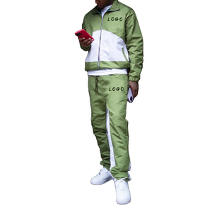 2024 ensemble de survêtement coupe-vent pour hommes imprimé logo personnalisé deux pièces respirant 100% coton vêtements de sport écologiques - Product Image 1