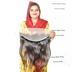 Extensions de cheveux Remy de Temple indien vierge non transformés cuticule alignée vague profonde naturelle couleur noire traitement chimique aucun - Product Image 3