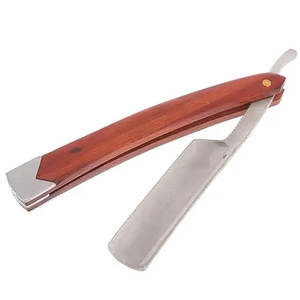 Rasoir droit-Rasoir de barbier à bord droit en acier au carbone Kit de rasoir droit professionnel pour hommes avec manche en bois vintage - Product Image 3