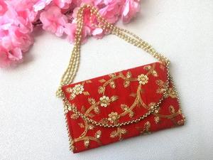 Sacs à main en Zari faits à la main en Inde pour femmes, sacs cadeaux de retour, broderie, pochette de soirée - Product Image 6