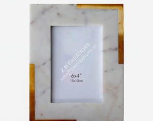 Marco de fotos de mármol decorativo pinturas soporte de imagen mármol blanco forma Rectangular marco de fotos de mesa abatible para regalos - Product Image 5