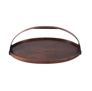 Plateau en bois fait à la main avec un design Art déco exquis Belle sculpture latérale pour servir du thé café petit déjeuner pour les mariages Diwali - Product Image 4