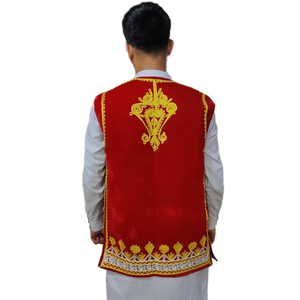 Traditionnel afghan décontracté hommes gilet vibrant broderie respirant tissu de laine pour l'automne ethnique tenues de mariage Eid Mehndi - Product Image 3
