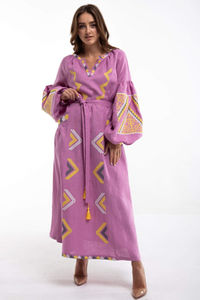 Vente chaude Conception Exclusive Porter Chance Ethno Chic Personnalisé Broderie À La Main Ukrainienne Longue Femmes Robe Boho Style Maxi Robe - Product Image 2