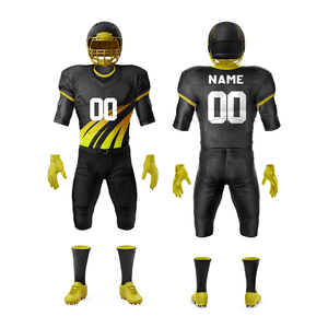 Youth American Football Uniform Black Color Half Sleeve American Football Uniforms Set With Custom Team Name And <b>Number</b> - Product Image 6