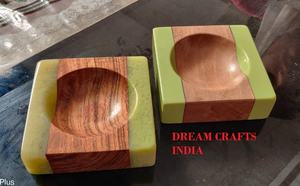 Plateau à cendrier en bois massif de forme carrée moderne, Joint en résine transparente avec Logo, accessoire de fumage d'intérieur et d'extérieur Portable - Product Image 3