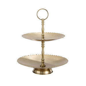 Servidor de dos niveles de hoja de latón antiguo de aluminio fundido - Product Image 6