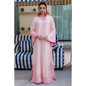 Plus-Size Casual Cotton <b>Kaftan</b> for Women-Solid Pattern with Lining <b>Summer</b> Day Wear - Product Image 1