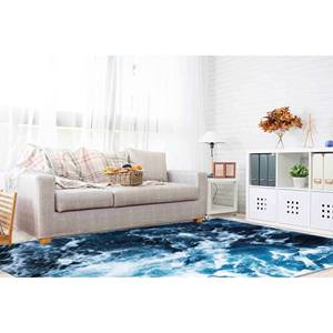Alfombra con Estampado de Olas Oceánicas - Estética Moderna de Vista al Mar, Alfombra Suave con Pelo Largo - Product Image 3