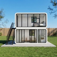 Maison capsule préfabriquée moderne et écologique avec structure en verre trempé, durable, installation facile, pour bureau, appartement, villa, parc