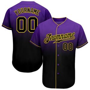 Ropa de equipo personalizada más vendida Camiseta de béisbol de moda auténtica púrpura negro-dorada personalizada - Product Image 1
