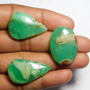 3pcs Chrysoprase Cabochons Natural Precious Gemstone Lot for Jewelry Making 87Cts - Product Image 1