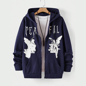 Sudadera con capucha completa con cremallera Y2K oversize para hombre, personalizada con estampado puff, de algodón, para hombre - Product Image 4