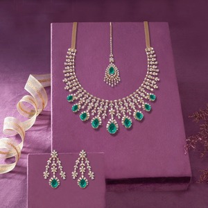 Ensemble de collier en émeraude naturelle et diamant en or blanc, jaune et rose 18 carats, pierres précieuses certifiées IGI, bijoux de luxe pour femmes - Product Image 5